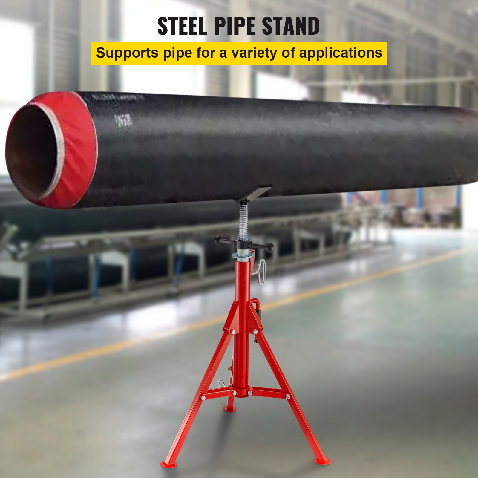 V Head Pipe Stand Adjustable Height Heavy Duty Steel Jack Stand_voghion.com